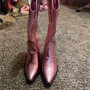 Lulu's Shiny Pink Heeled Boots